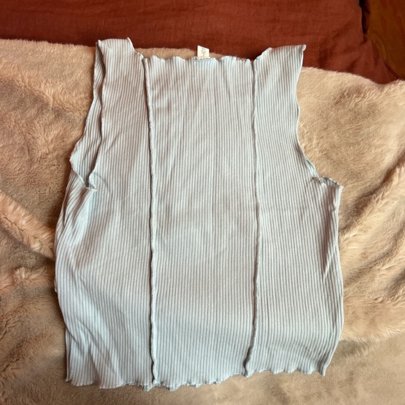 Light Blue Ribbed Tank Top - Picture 2 of 3